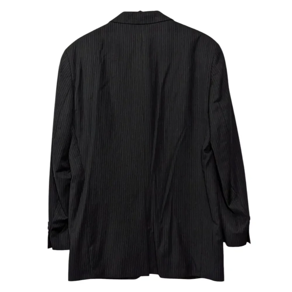 VTG Polo University by Ralph Lauren Sz 41T Black Blazer Gray Blue Pinstripes BUT